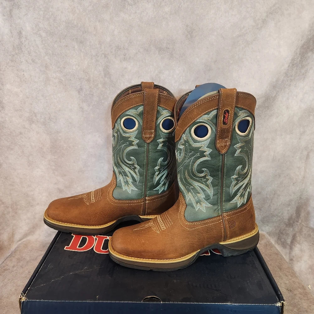 Men's Durango Rebel Western Boots in Brown and Green asize 9.5‎